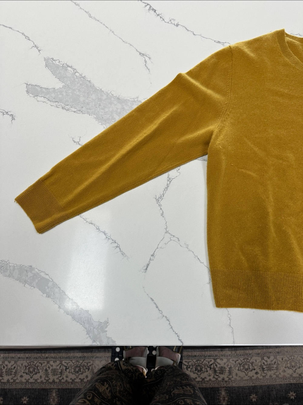 Quince Men's Crewneck Sweater in Mustard Yellow - Picture 2 of 4